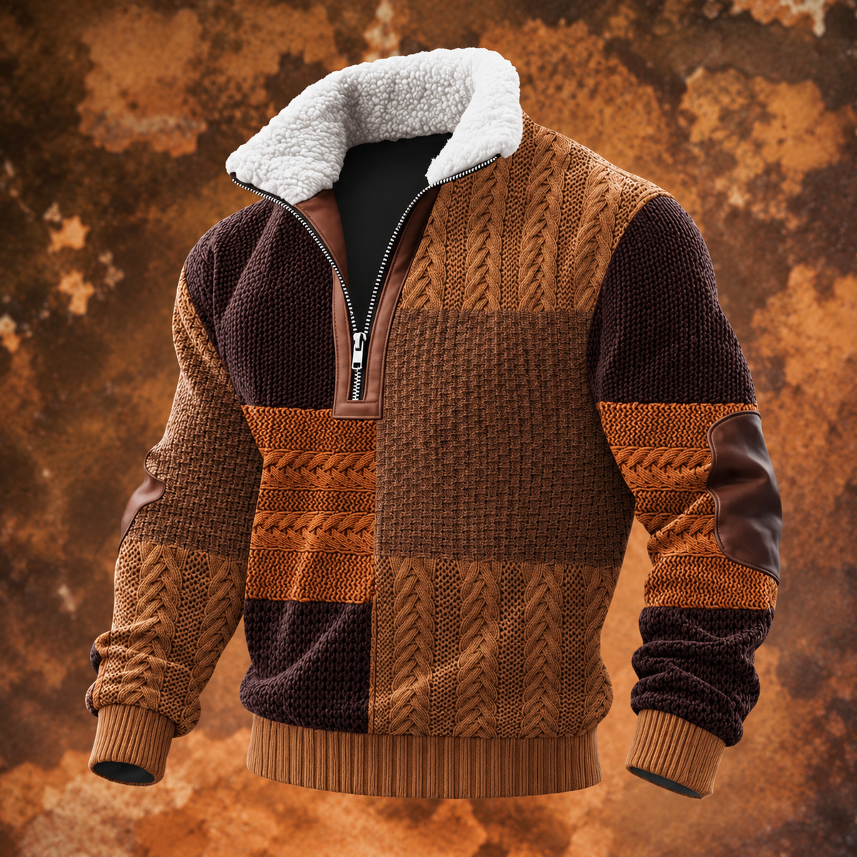 Jersey de Lana con Cuello Alto – Marrón Oscuro