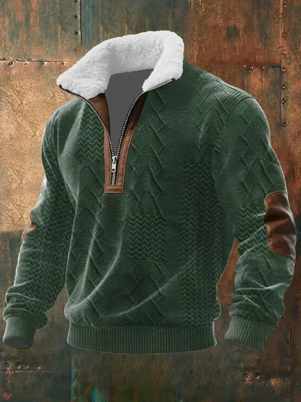 Monarch | Suéter de Punto con Cuello de Borrego – Trenzado Verde