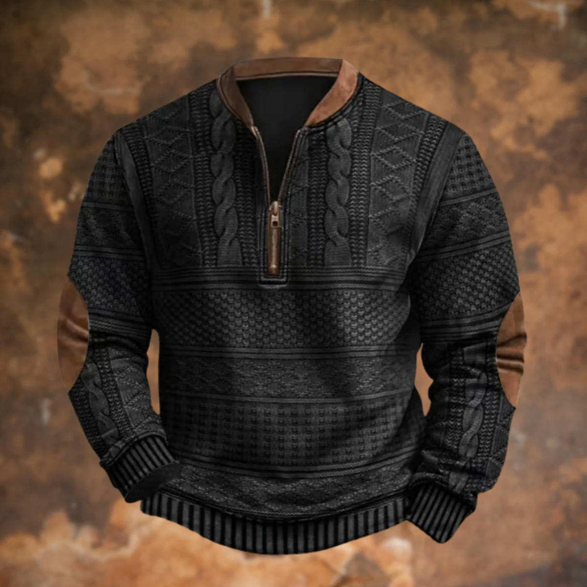 Dimitri | Suéter Retro con Medio Cierre – Negro