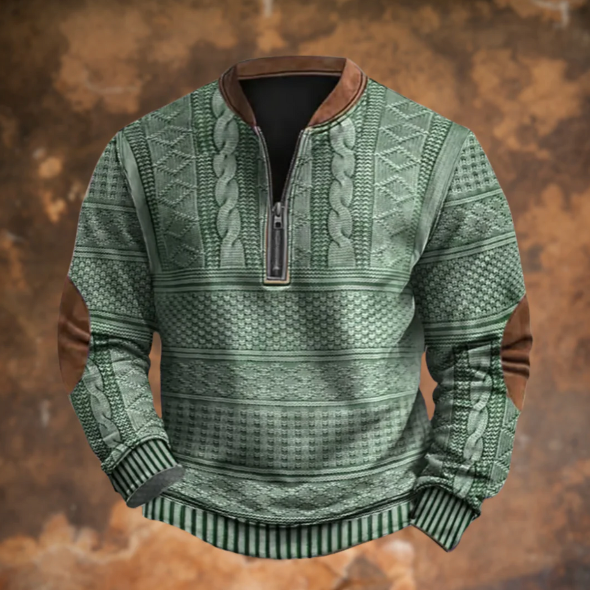 Dimitri | Suéter Retro con Medio Cierre – Verde