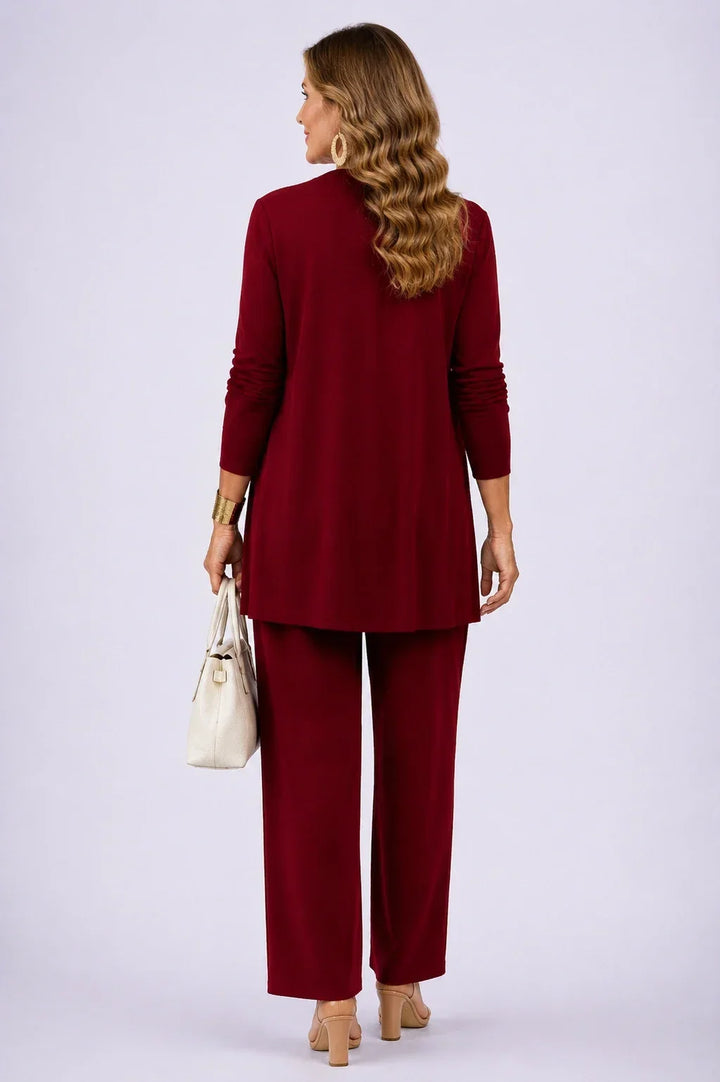 Holly | Conjunto de Tres Piezas Floral Burdeos