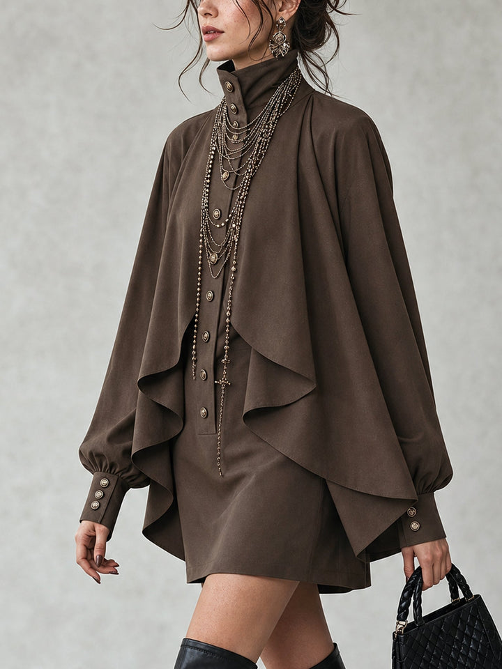Ophelia | Minivestido de Cuello Alto con Capa