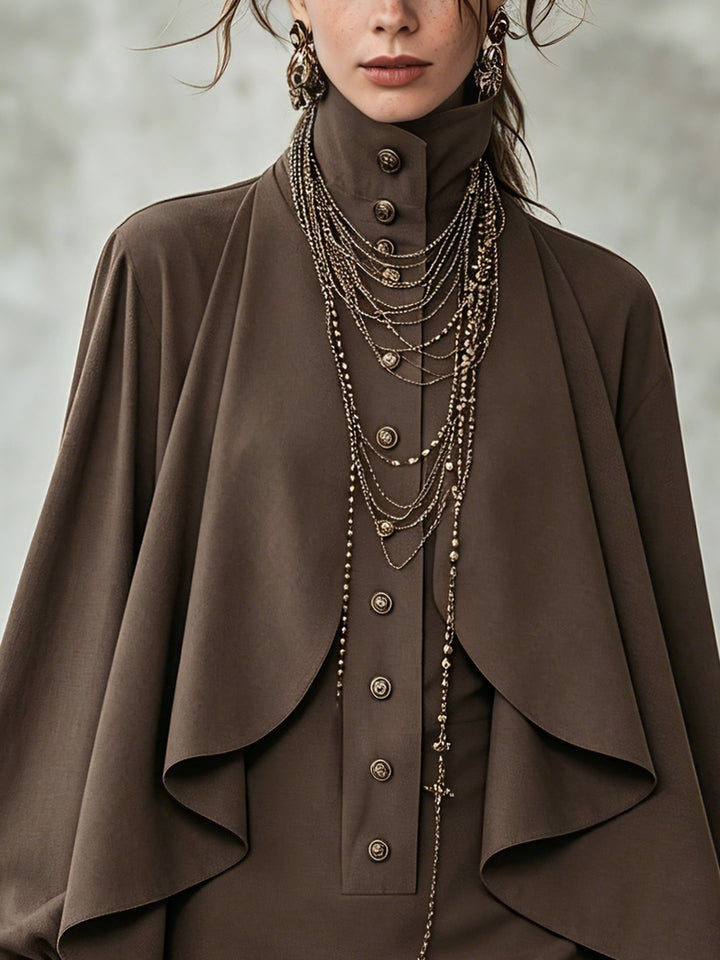 Ophelia | Minivestido de Cuello Alto con Capa