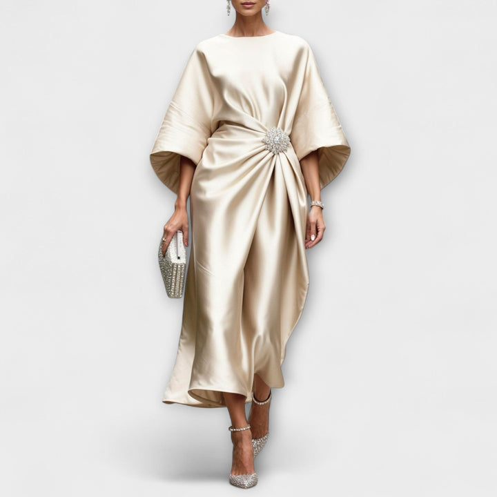 Helena | Vestido maxi de satén de lujo con brillo