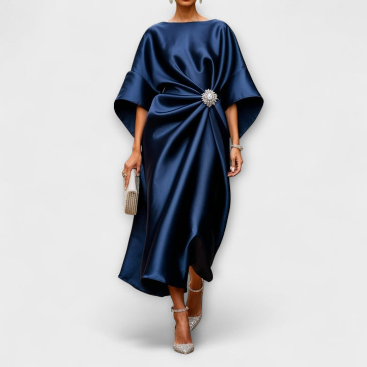 Helena | Vestido maxi de satén de lujo con brillo