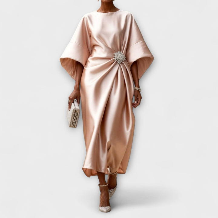 Helena | Vestido maxi de satén de lujo con brillo
