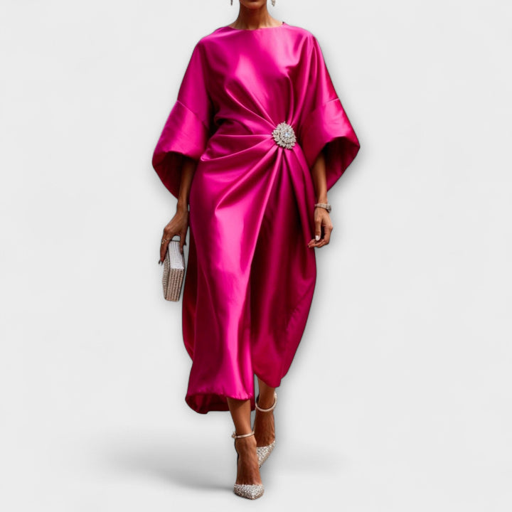 Helena | Vestido maxi de satén de lujo con brillo