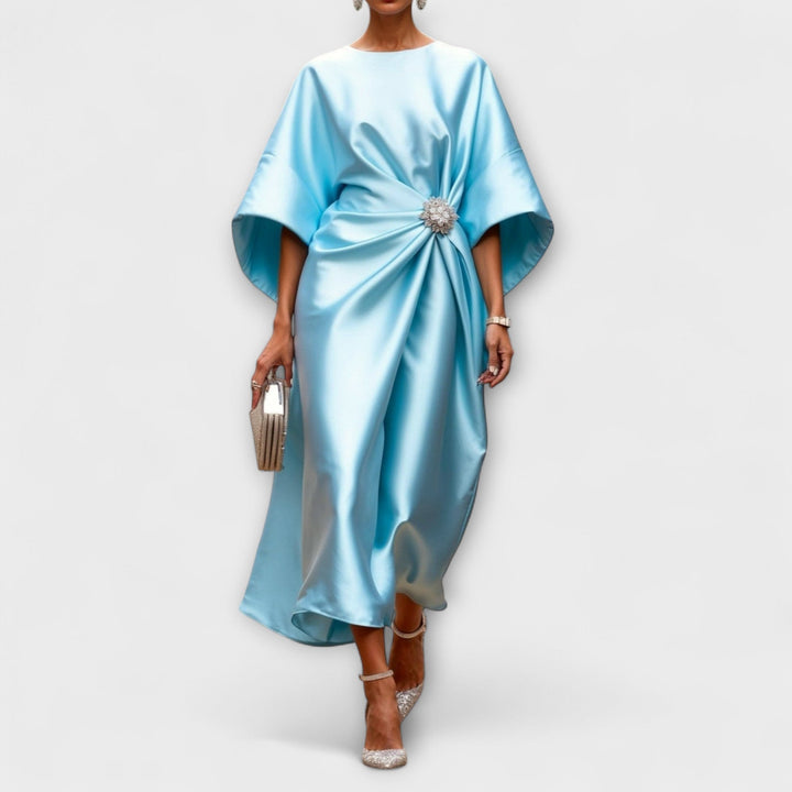 Helena | Vestido maxi de satén de lujo con brillo