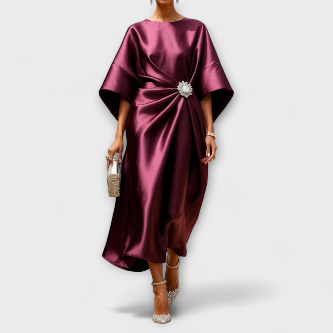 Helena | Vestido maxi de satén de lujo con brillo