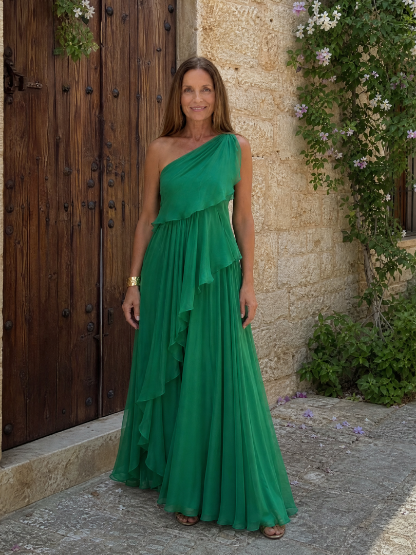 Talia | Vestido Maxi con Volantes en Cascada
