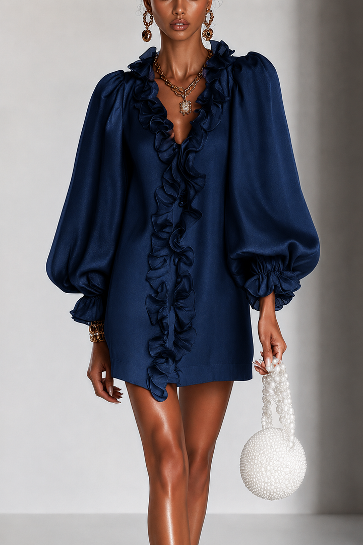 Ottilie | Minivestido de Mangas Abullonadas con Volantes