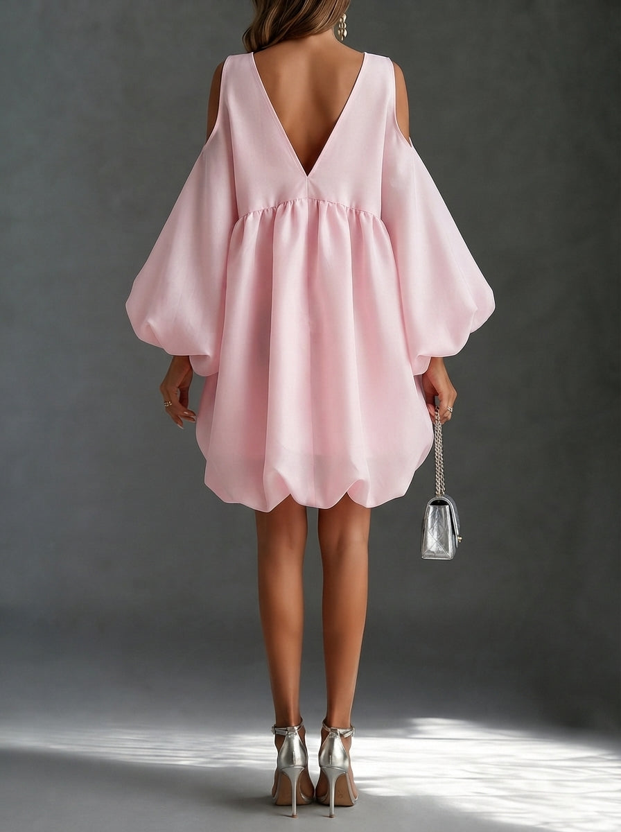 Lynette | Minivestido de Hombros Abiertos con Mangas Globo