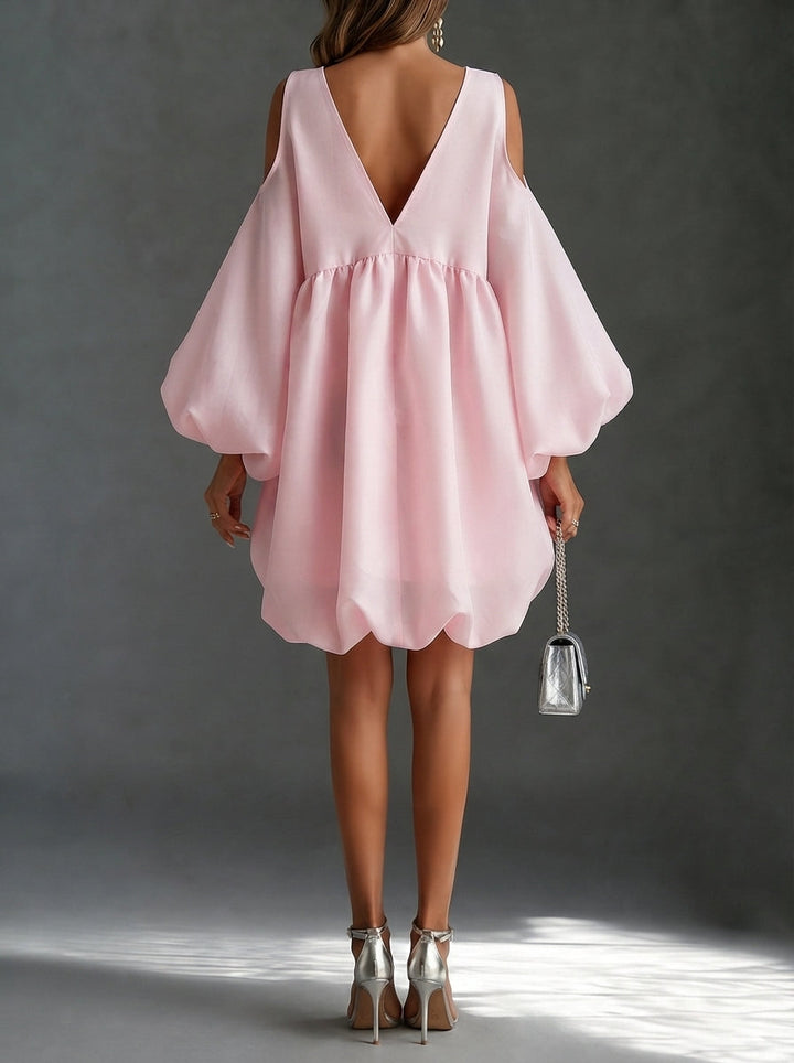 Lynette | Minivestido de Hombros Abiertos con Mangas Globo