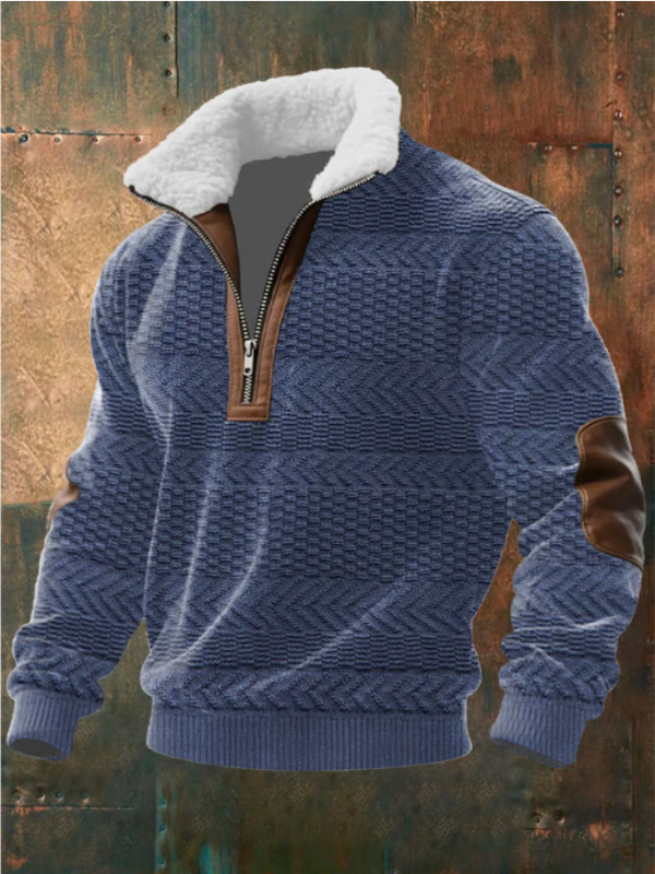 Monarch | Suéter de Punto con Cuello de Borrego – Azul Marino