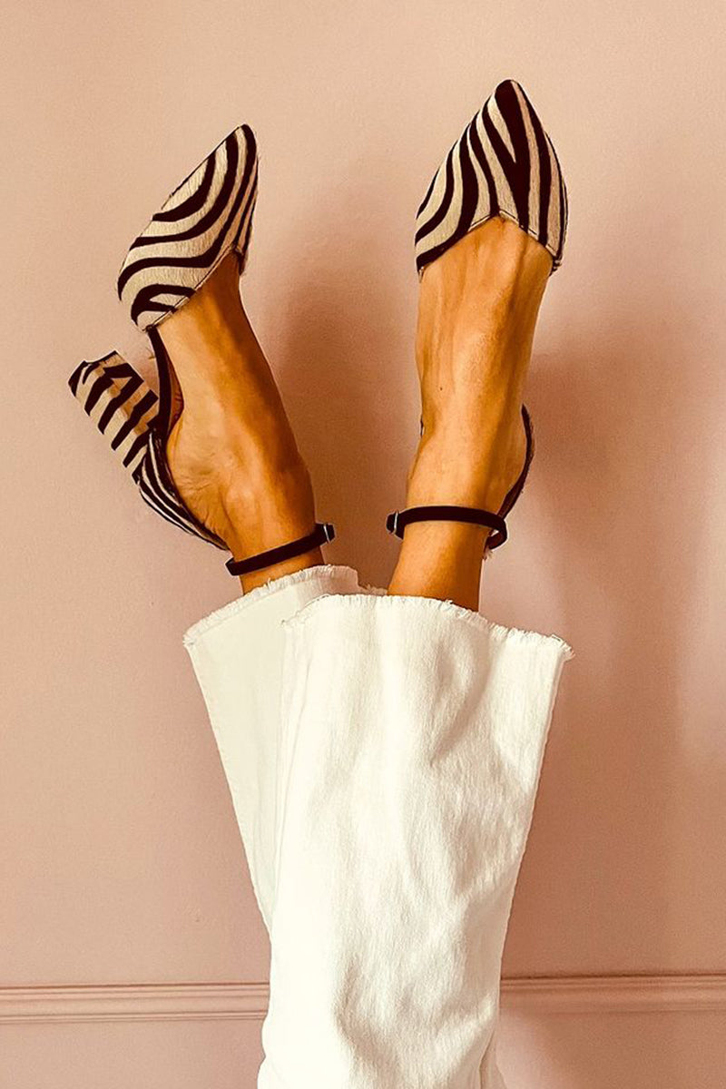 Zebrina™ Tacones Medios de Tiras con Estampado de Cebra