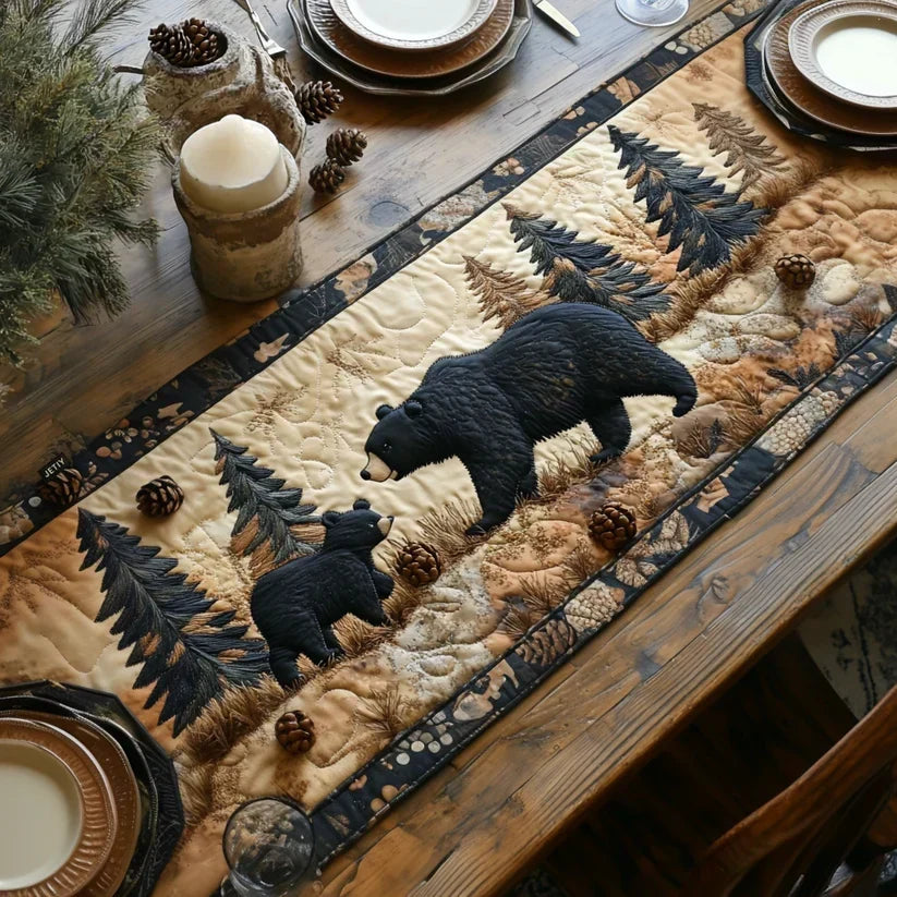 Mantel de Mesa Acolchado - Familia de Osos Negros