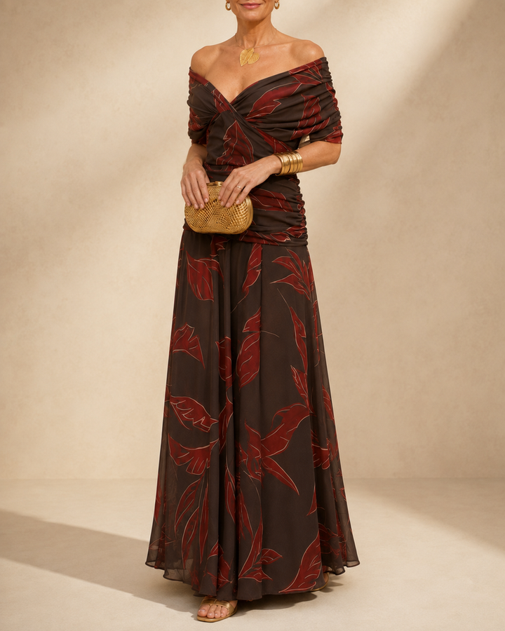 Seraphine | Vestido Midi Fruncido con Mangas Mariposa