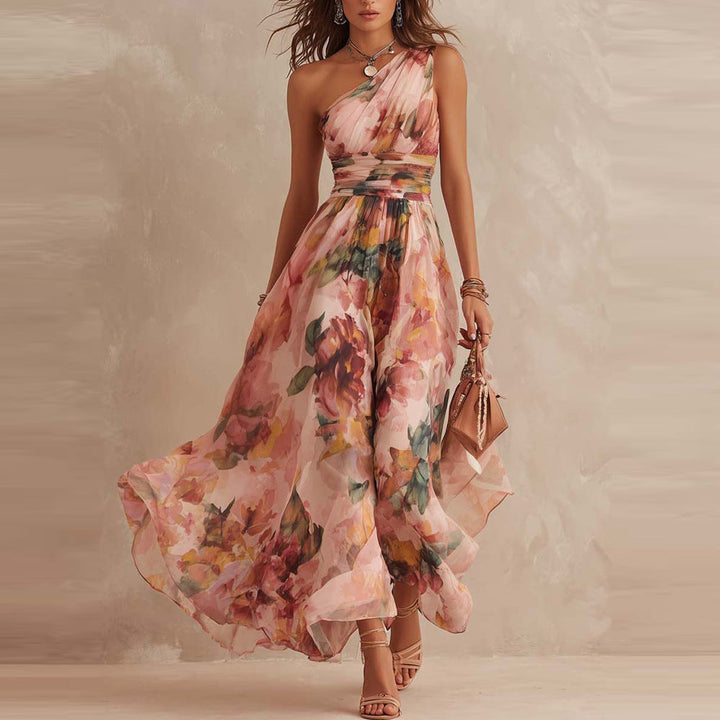 Aurora | Vestido Floral de un Hombro