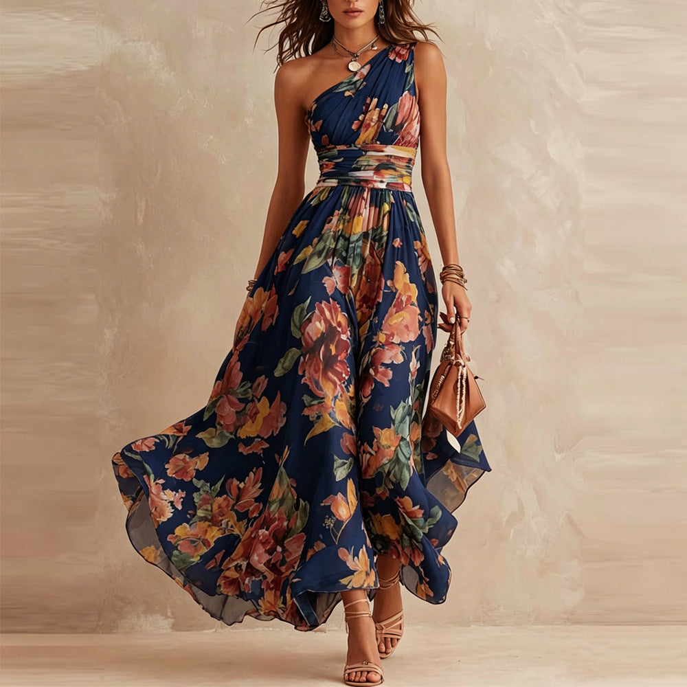 Aurora | Vestido Floral de un Hombro