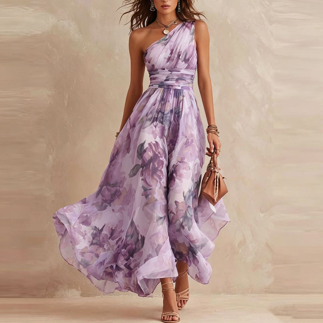 Aurora | Vestido Floral de un Hombro