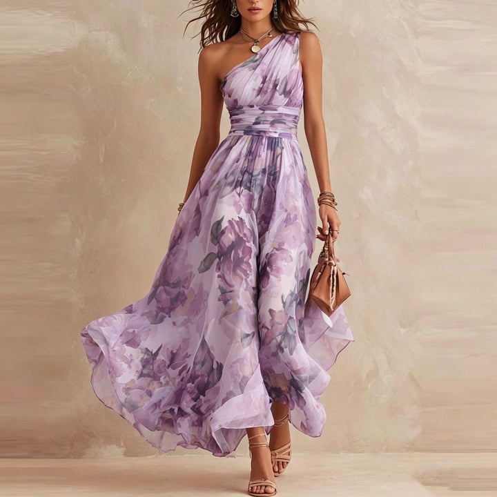 Aurora | Vestido Floral de un Hombro