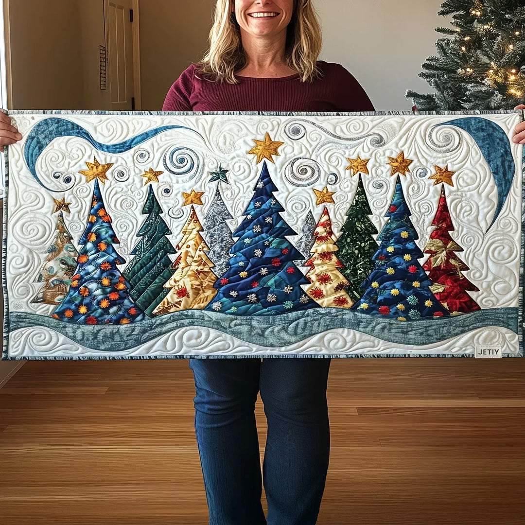 Mantel de Mesa Acolchado - Paisaje de Pinos Nevados
