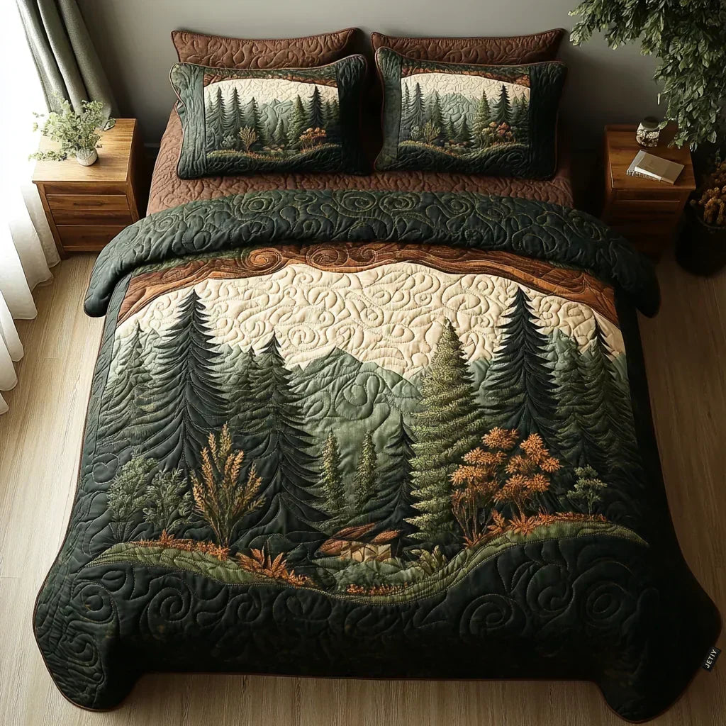 Juego de cama acolchado de 3 piezas - Paseo por el Bosque