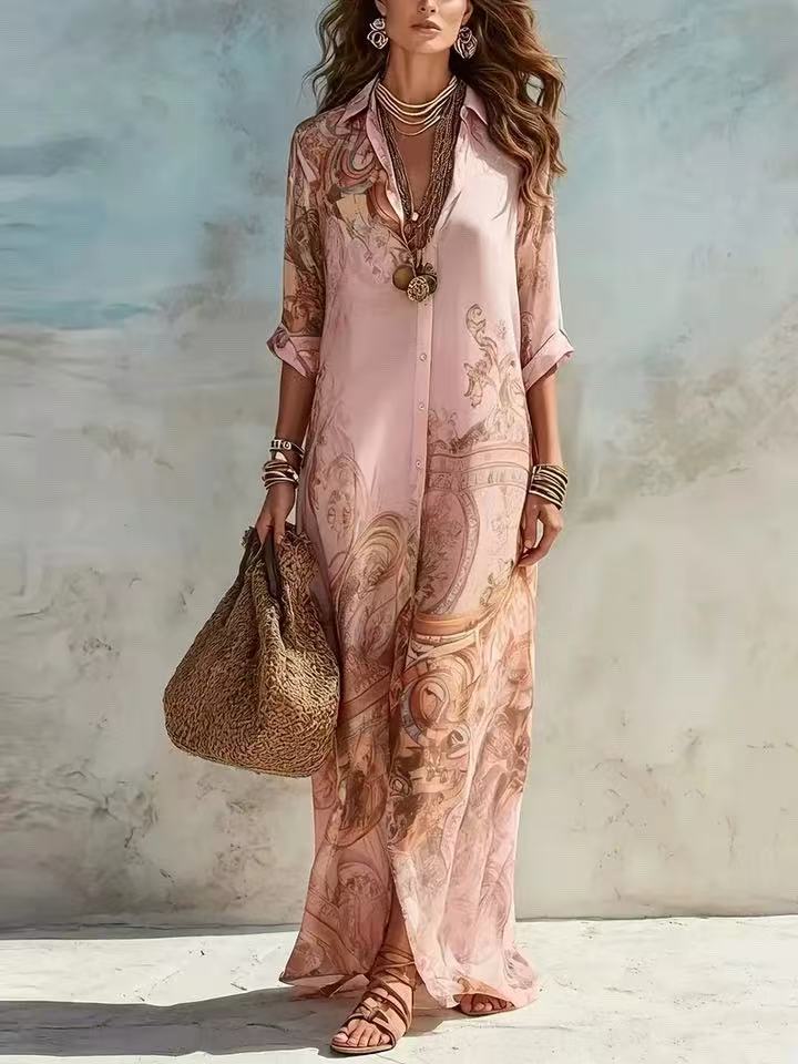 Margot | Vestido Maxi con Estampado Barroco