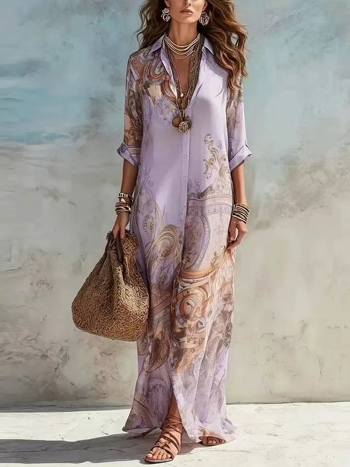 Margot | Vestido Maxi con Estampado Barroco