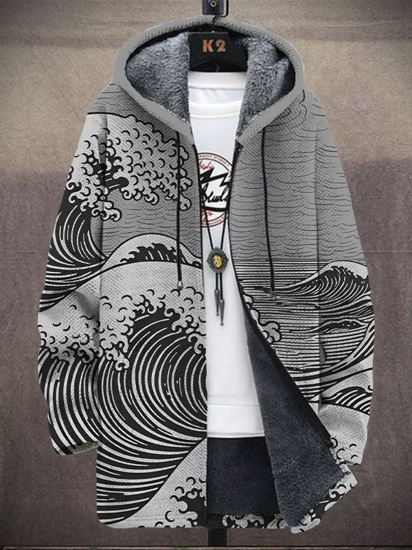 Margot | Chaqueta de Punto con Capucha y Estampado Artístico