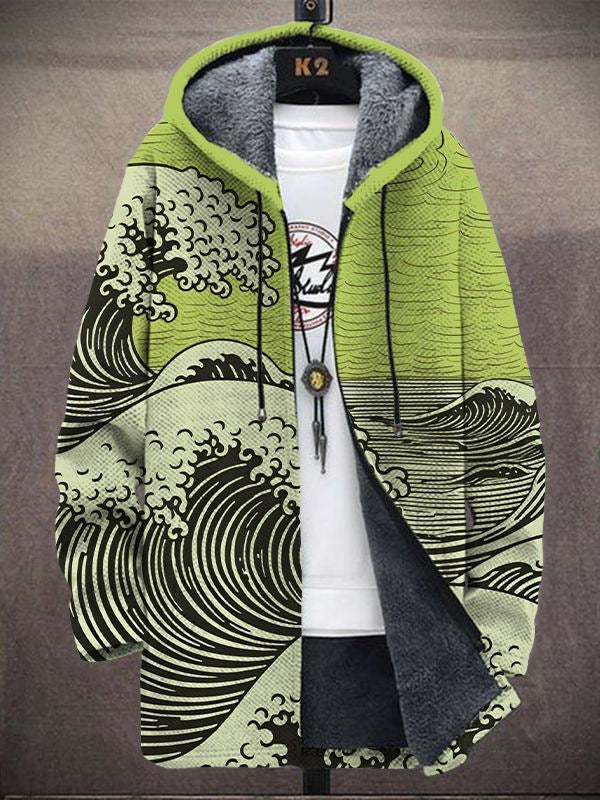 Margot | Chaqueta de Punto con Capucha y Estampado Artístico