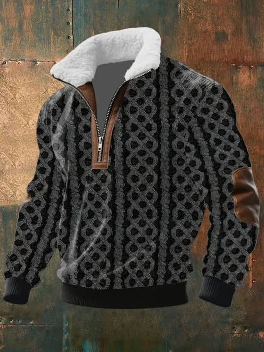 Monarch | Suéter de Punto con Cuello de Borrego – Estampado Grafito