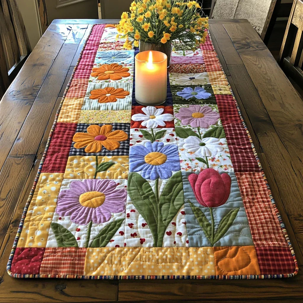 Mantel de Mesa Acolchado - Sendero de Pétalos