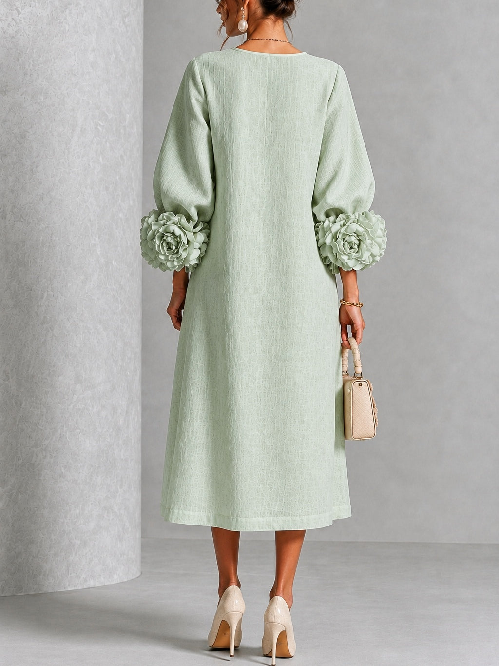 Sienna | Vestido Midi con Puños Florales