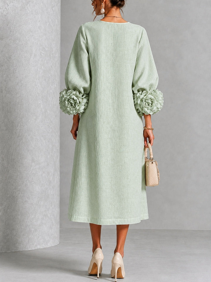 Sienna | Vestido Midi con Puños Florales