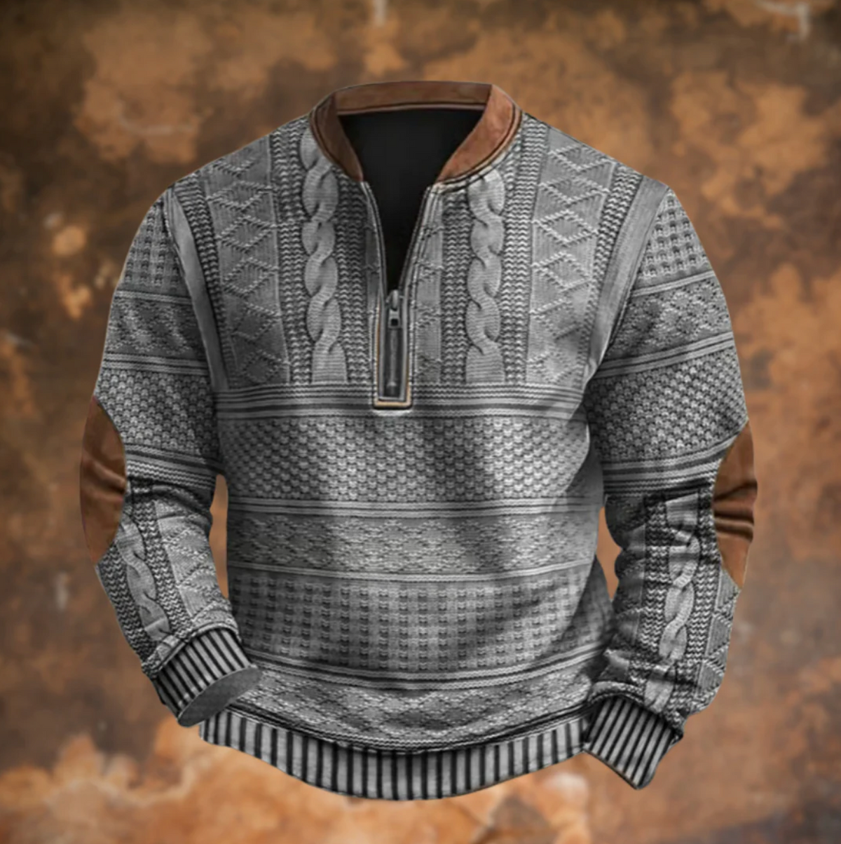Dimitri | Suéter Retro con Medio Cierre – Gris