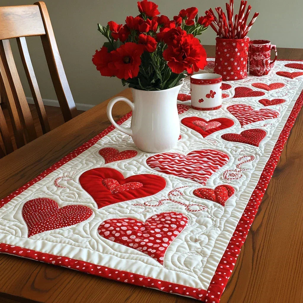 Mantel de Mesa Acolchado - Corazones Cálidos