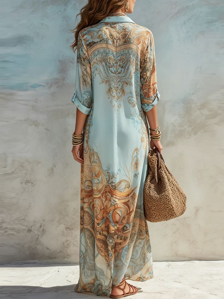 Margot | Vestido Maxi con Estampado Barroco