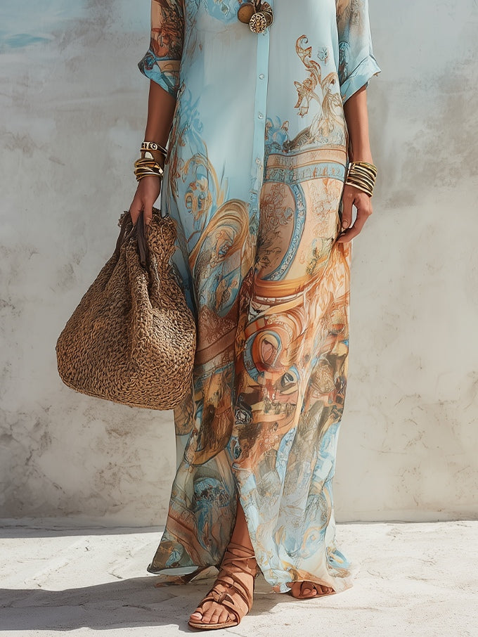 Margot | Vestido Maxi con Estampado Barroco