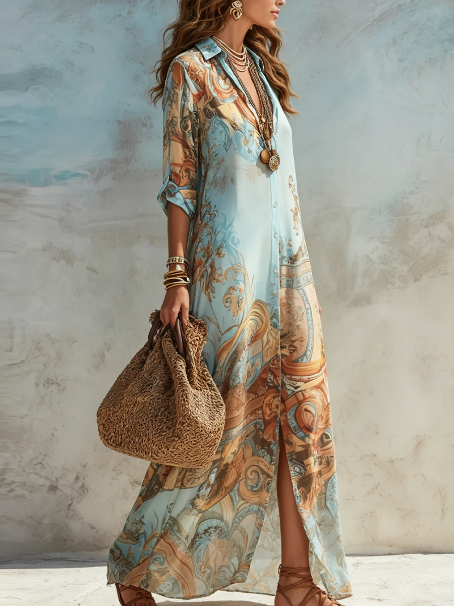 Margot | Vestido Maxi con Estampado Barroco