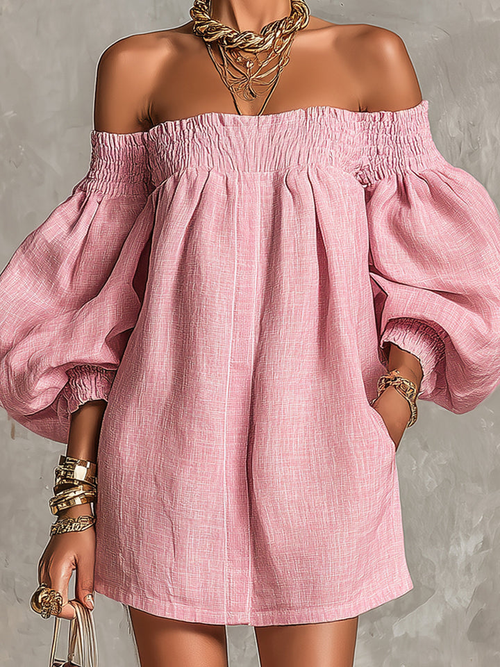 Rosaline | Minivestido de Hombros Descubiertos con Mangas Abullonadas