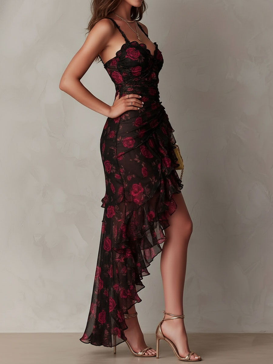 Lane | Vestido Floral con Bajo Fruncido