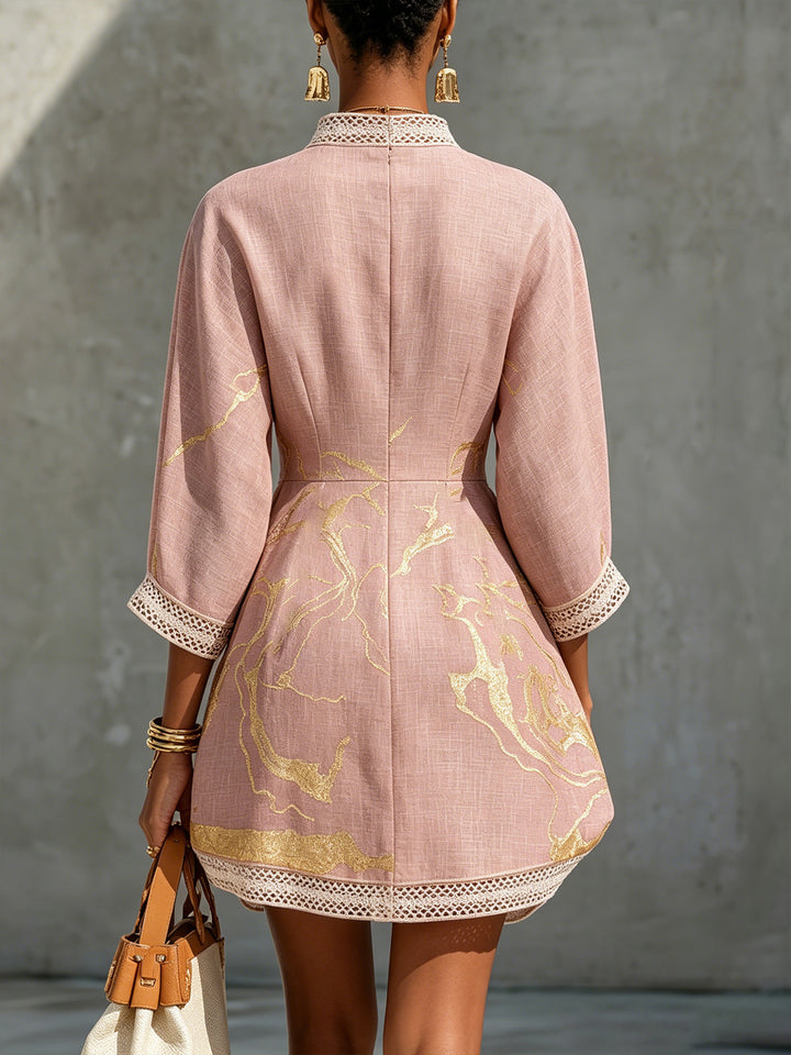 Odette | Minivestido de Escote en V con Ribete de Encaje