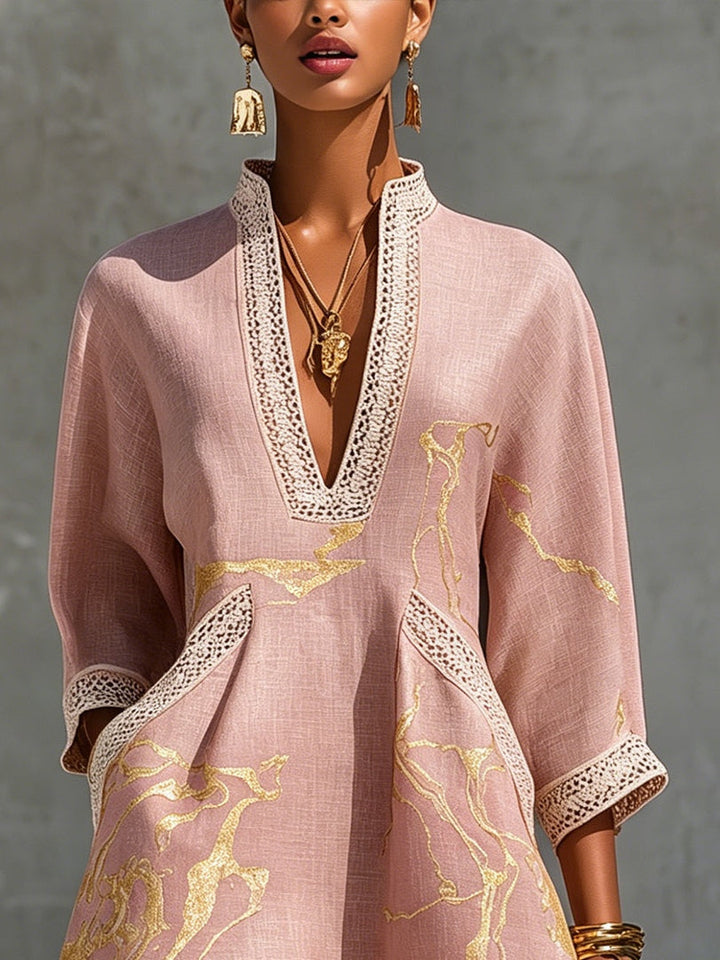 Odette | Minivestido de Escote en V con Ribete de Encaje
