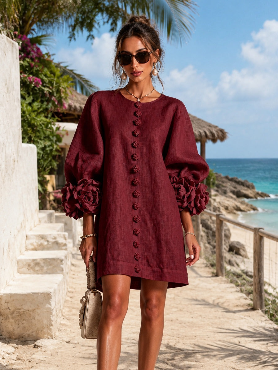 Camellia | Minivestido con Puños de Rosetas