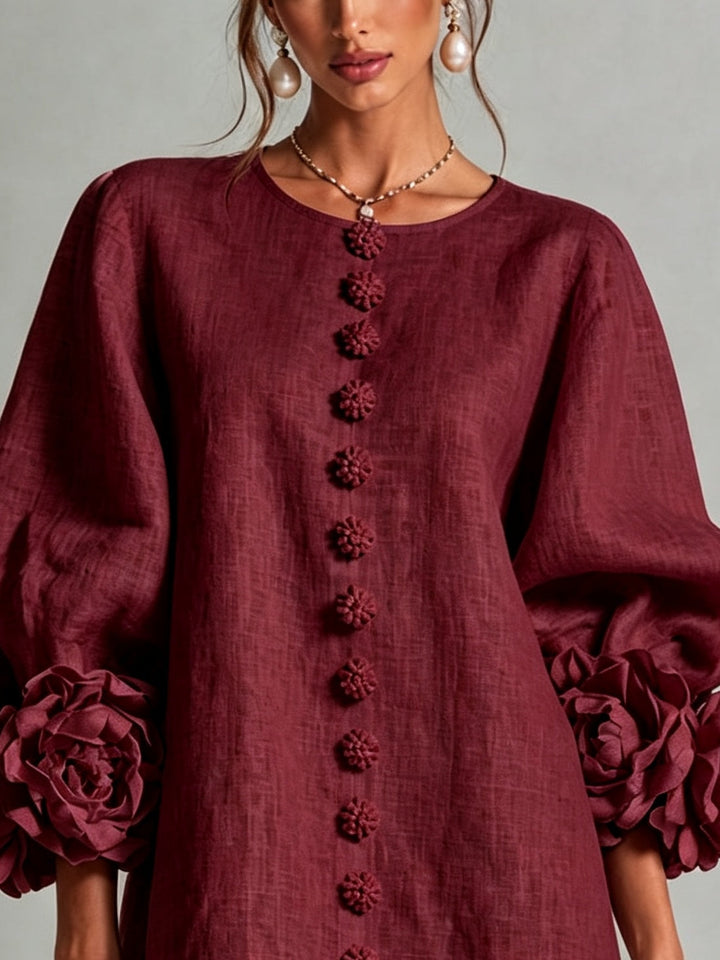 Camellia | Minivestido con Puños de Rosetas