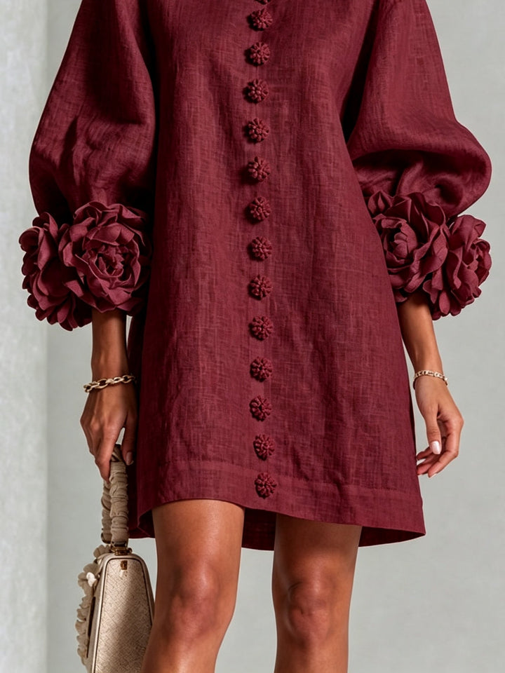 Camellia | Minivestido con Puños de Rosetas