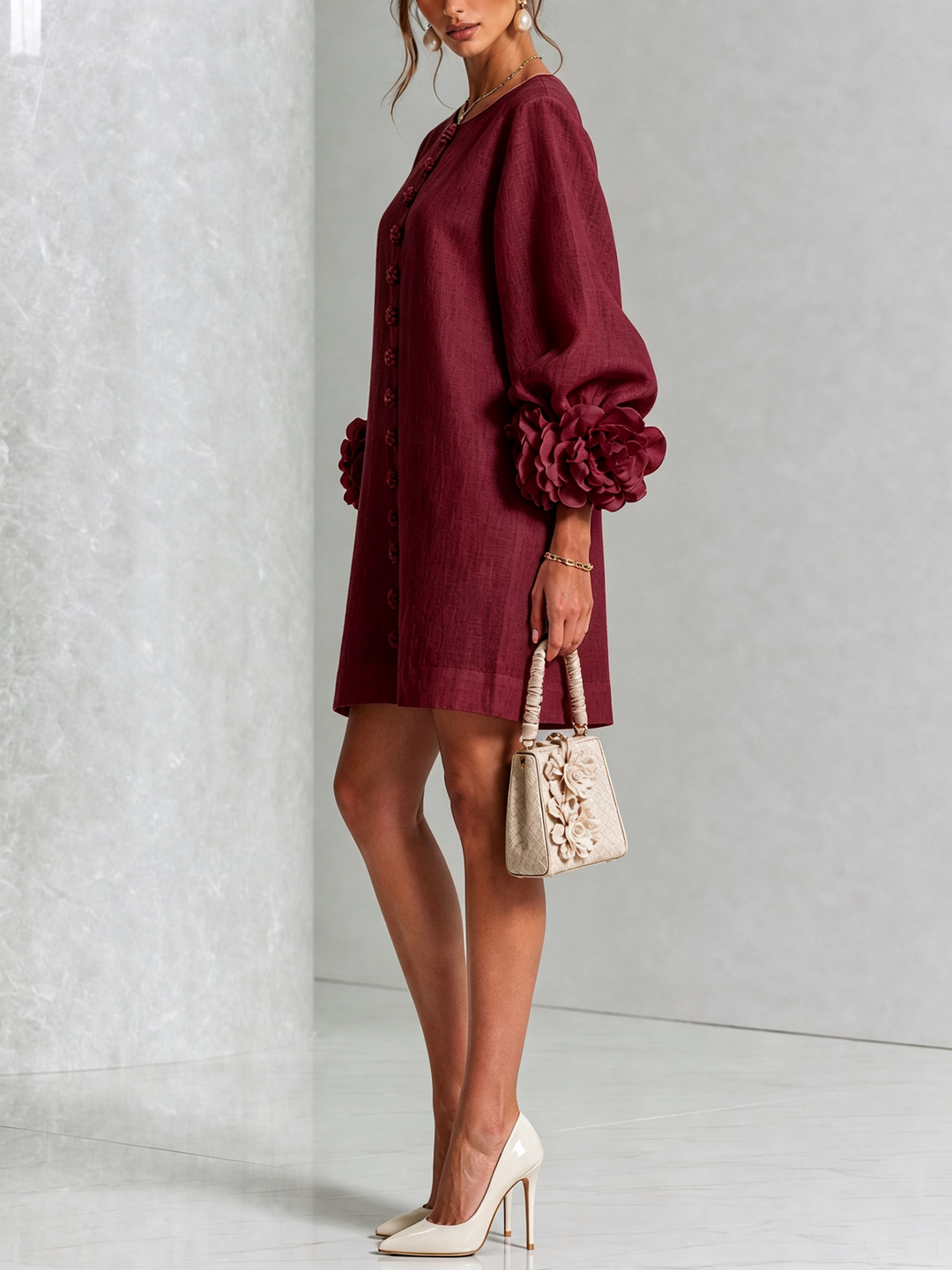 Camellia | Minivestido con Puños de Rosetas