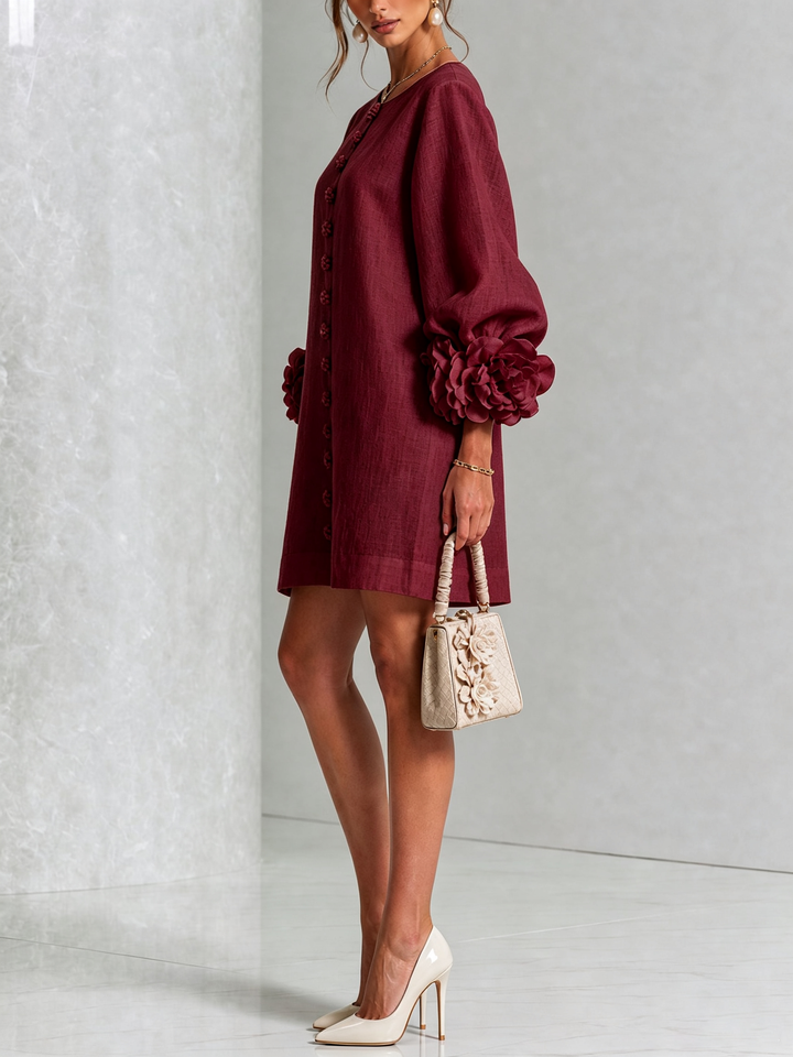Camellia | Minivestido con Puños de Rosetas