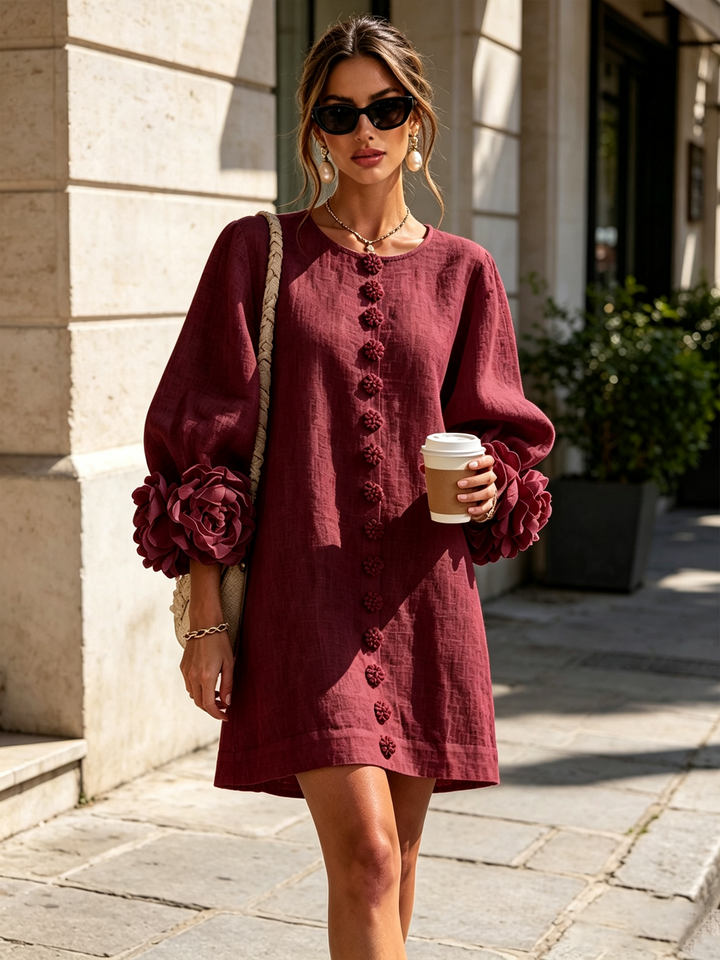 Camellia | Minivestido con Puños de Rosetas